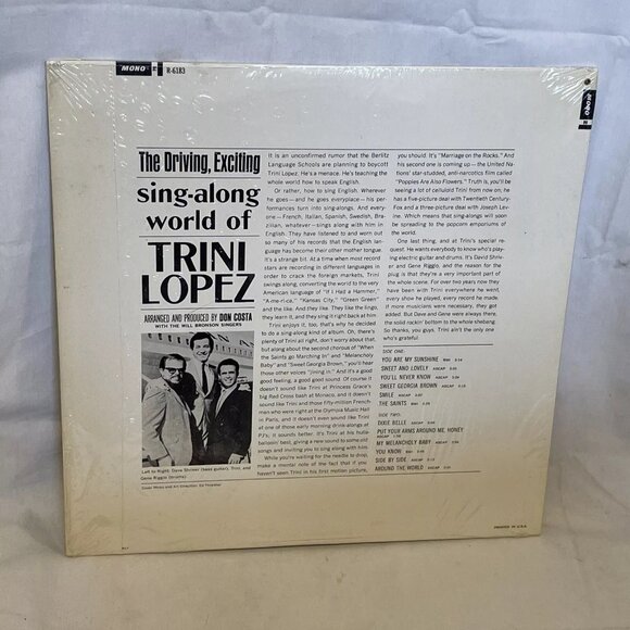 Trini Lopez The Sing-Along World Of Trini Lopez (Vinyl, 1965) Reprise R 6183 VG - Picture 3 of 8